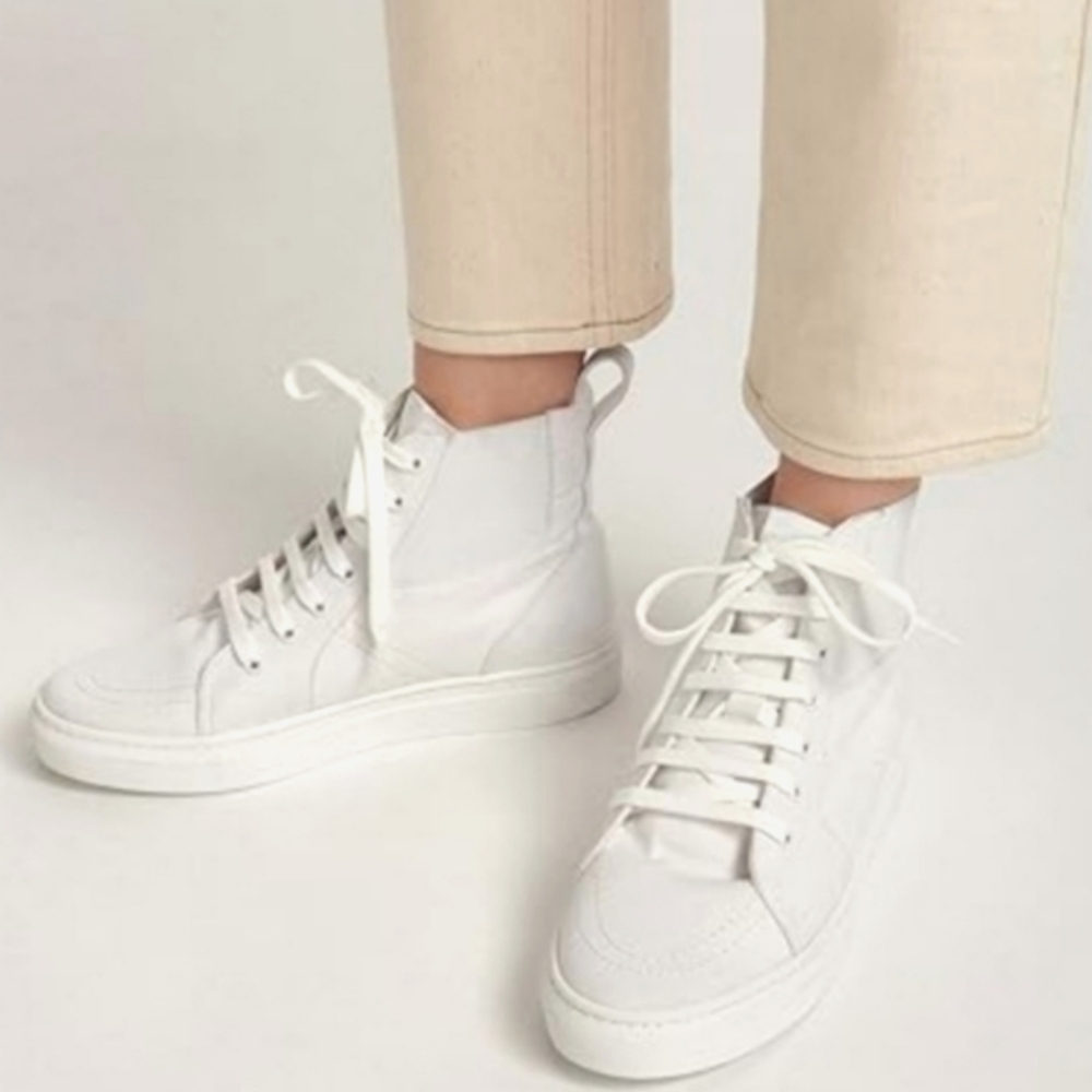 Thakoon White Elastic Pull On Lace High-Top Sneakers - Picture 8 of 11